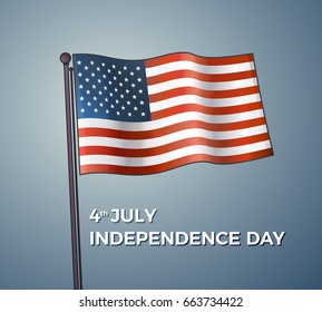 4th of July background with flag and text. Independence day vector illustration with the american flag