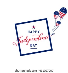 4th of july background. Fourth of July felicitation classic postcard. USA Happy Independence day greeting card. Vector illustration with flag, balloon, star for congratulation american people. 