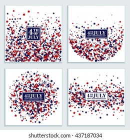 4th of July background set. Independence Day concept in traditional American colors - red, white, blue.
