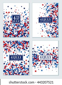 4th of July background set of stars in traditional American colors - red, white, blue.