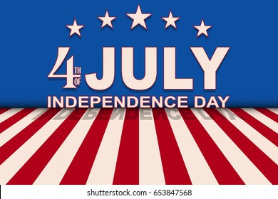 4th of July background with stars and stripes. Template for USA Independence Day. Vector illustration.