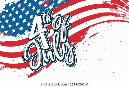 4th of July Background Template Design with Abstract USA Flag Vector Illustration