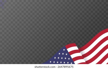 4th July background template with waving American flag on dark checkered background