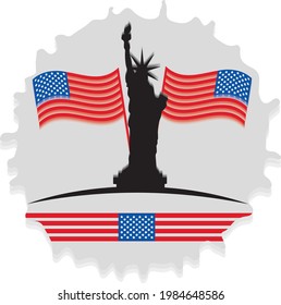 4th of July background in United States national flag colors and hand lettering text Happy Independence Day. Vector illustration.