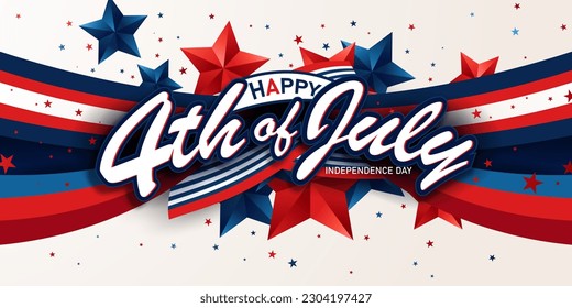 4th of July Background USA Independence Day Celebration Advertising Banner Vector Illustration