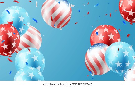 4th of July Background USA Independence Day Celebration Advertising Banner Vector Illustration