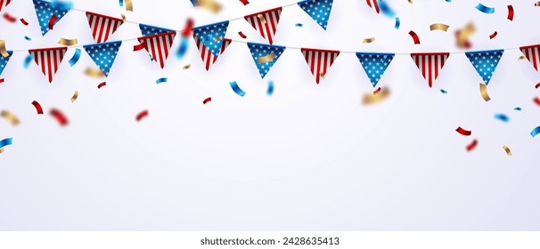 4th of July Background USA Independence Day Celebration Advertising Banner Vector Illustration