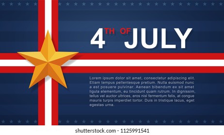 4th of July background for USA(United States of America) Independence Day. Vector illustration.