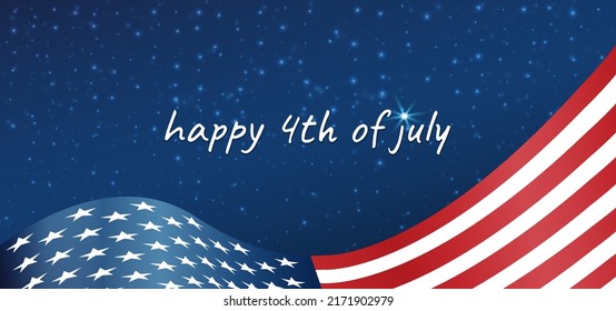 4th of July background. Vector background with fireworks and blue background. Vector Banner Template for USA Independence day