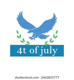 4th of july badge .Eagle .green leaves .blue element. vector design .Us.in white background .Independence Day .