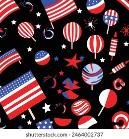 4th of july badge.us flag . us color lollipop.stars.blue and red element .vector design  .Independence Day .celebration of freedom .