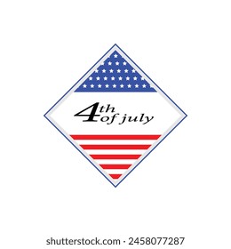4th of july badge.square shape .Independence Day .vector design .white background 