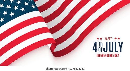 4th of July banner. American independence day celebration Vector background with an American flag.