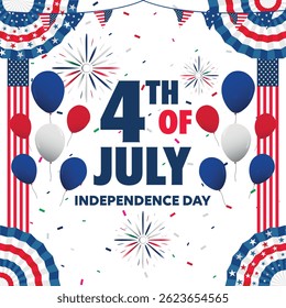 4th of July Banner Decoration – Happy 4th of July. Independence Day Banner, Patriotic Fence Sign for Memorial Day and Veterans Day, Hanging Banner, Party Supplies.