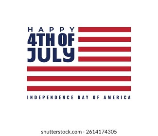 4th of July banner design concept on American flag icon. Happy 4th of July vector sticker, label, tag, logotype to celebrate Independence Day of America. Fourth of July poster, template, card.