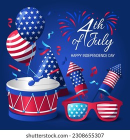 4th of July banner design with patriotic element and bright vibrant color 