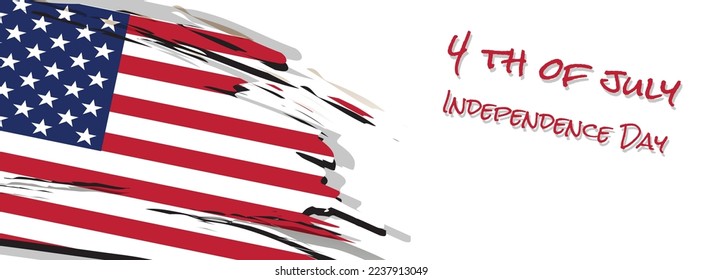 4th of july banner on a minimalist white background. Business Presentation Vector Template Used For Decoration, Advertising Design, Website Or Publication, Banner And Poster, Cover And Brochure, Flyer