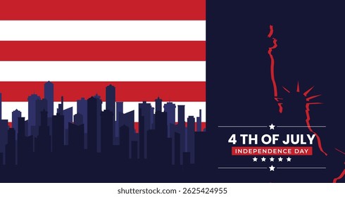 4th of July banner poster background template design. Vector illustration.