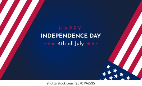 4th of July Banner, poster, cover Vector illustration, USA flag waving with stars on white background.