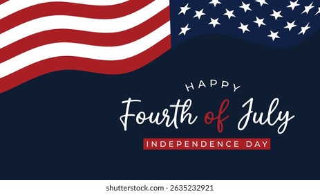 4th of July Banner, poster, Vector illustration, USA flag waving with stars on white background