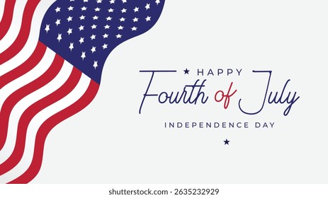 4th of July Banner, poster, Vector illustration, USA flag waving with stars on white background