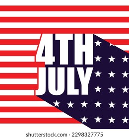 4th July banner template vector illustration with USA flag style red, blue, star icon background. USA independence day celebrating banner, poster, template design.