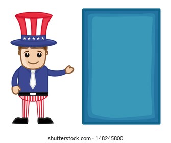4th of July Banner Ã¢Â?Â? Uncle Sam - Business Cartoon Characters