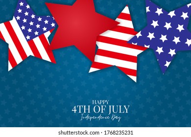 4th of July banner. United States of America independence day holiday. National symbolics stars. Vector illustration.