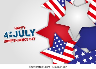4th of July banner. United States of America independence day holiday. National symbolics stars. Vector illustration.