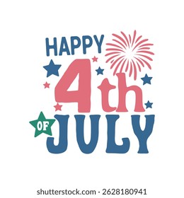 4th of July Banner, USA Flag Typography for Cricut, Silhouette, T-Shirts, Posters, and Bags. US Independence Day 4th July Vector Illustration. graphic design.