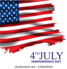 4th of July Banner Vector illustration, USA flag waving background,EPS10