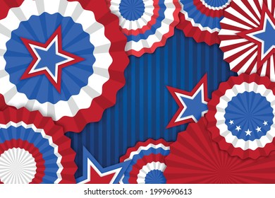 4th of July banner Vector illustration. Independence Day, US flag with 4th of July on blue background.