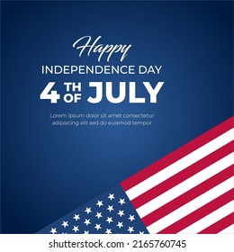 4th of July banner Vector illustration. Independence Day, US flag with 4th of July on blue background. Fourth of July Independence Day. Vector illustration