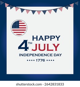 4th of July banner Vector illustration. Happy Independence Day, US flag with text