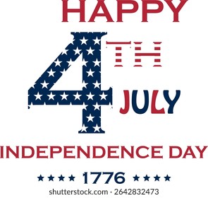 4th of July banner Vector illustration. Happy Independence Day, US flag with text