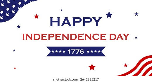 4th of July banner Vector illustration. Happy Independence Day, US flag with text