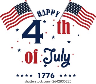 4th of July banner Vector illustration. Happy Independence Day, US flag with text