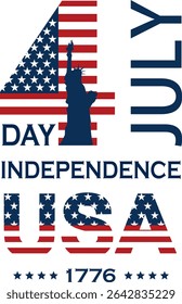 4th of July banner Vector illustration. Happy Independence Day, US flag with text