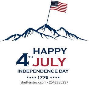 4th of July banner Vector illustration. Happy Independence Day, US flag with text