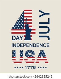4th of July banner Vector illustration. Happy Independence Day, US flag with text