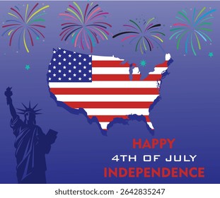 4th of July banner Vector illustration. Happy Independence Day, US flag with text