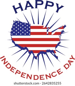 Ilustração vetorial do banner de 4 de julho. Feliz Dia da Independência, bandeira dos EUA com texto