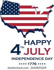 4th of July banner Vector illustration. Happy Independence Day, US flag with text