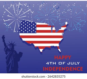 4th of July banner Vector illustration. Happy Independence Day, US flag with text