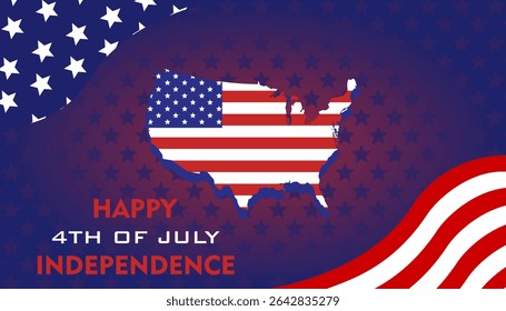 4th of July banner Vector illustration. Happy Independence Day, US flag with text