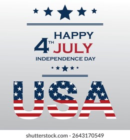 4th of July banner Vector illustration. Happy Independence Day, US flag with text