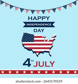 4th of July banner Vector illustration. Happy Independence Day, US flag with text