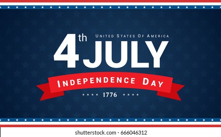 4th of July Banner Vector illustration, Independence Day, 4th of July on navy star pattern background.