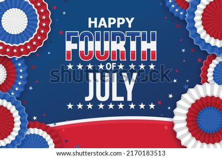 4th of July banner Vector illustration. Independence Day, US flag with 4th of July on blue background.