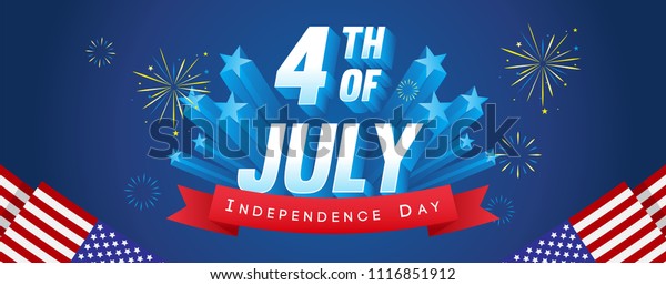 4th July Banner Vector Illustration Fireworks Stock Vector (Royalty ...